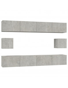 Set di Mobili Porta TV 6 pz Grigio Cemento in Legno Multistrato 2