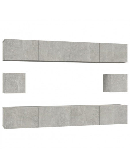 Set di Mobili Porta TV 6 pz Grigio Cemento in Legno Multistrato