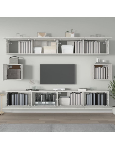 Set di Mobili Porta TV 6 pz Grigio Cemento in Legno Multistrato