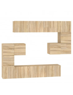 Mobile Porta TV a Parete Rovere Sonoma in Legno Multistrato 2