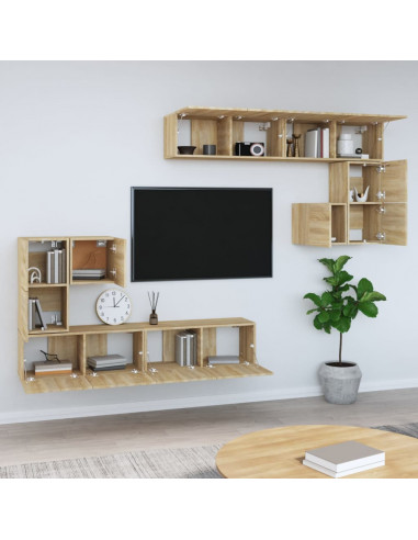 Mobile Porta TV a Parete Rovere Sonoma in Legno Multistrato