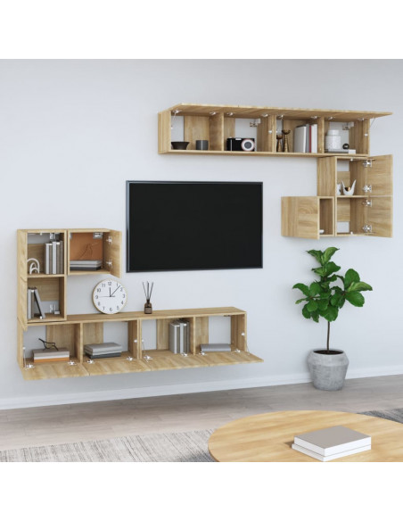 Mobile Porta TV a Parete Rovere Sonoma in Legno Multistrato