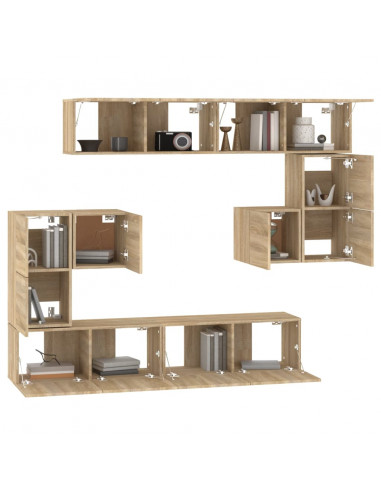 Mobile Porta TV a Parete Rovere Sonoma in Legno Multistrato