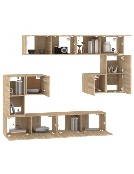 Mobile Porta TV a Parete Rovere Sonoma in Legno Multistrato