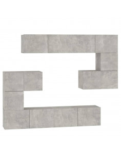 Mobile Porta TV a Parete Grigio Cemento in Legno Multistrato 2