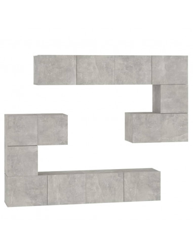 Mobile Porta TV a Parete Grigio Cemento in Legno Multistrato