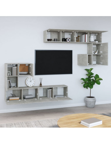 Mobile Porta TV a Parete Grigio Cemento in Legno Multistrato