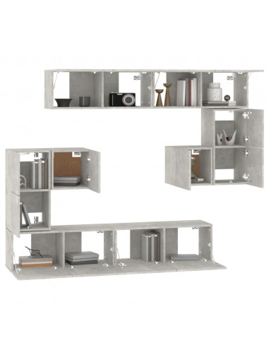 Mobile Porta TV a Parete Grigio Cemento in Legno Multistrato