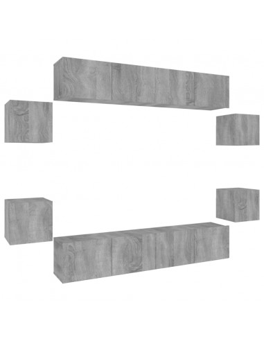 Set Mobili Porta TV 8pz Grigio Sonoma in Legno Multistrato