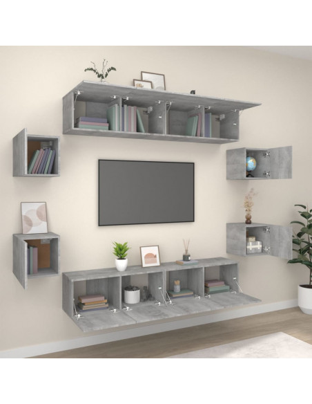 Set Mobili Porta TV 8pz Grigio Sonoma in Legno Multistrato