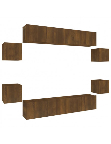 Set Mobili Porta TV 8pz Rovere Marrone in Legno Multistrato