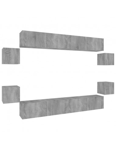 Set Mobili Porta TV 8pz Grigio Sonoma in Legno Multistrato