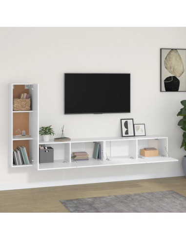 Set Mobili Porta TV 3 pz Bianco in Legno Multistrato