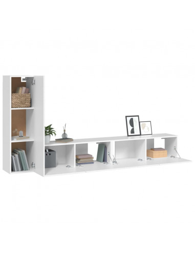 Set Mobili Porta TV 3 pz Bianco in Legno Multistrato