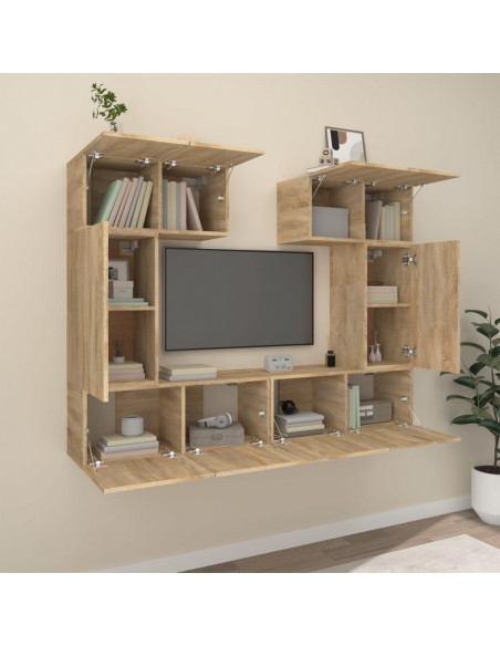 Set di Mobili Porta TV 6 pz Rovere Sonoma in Legno Multistrato