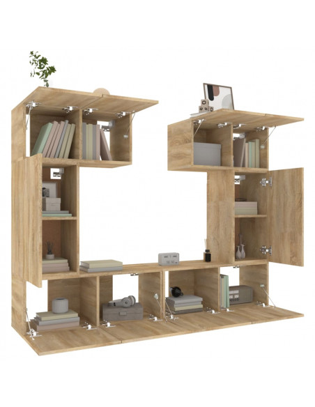 Set di Mobili Porta TV 6 pz Rovere Sonoma in Legno Multistrato