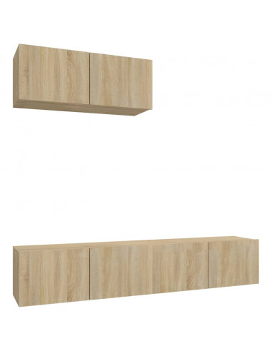 Set di Mobili Porta TV 3 pz Rovere Sonoma in Legno Multistrato