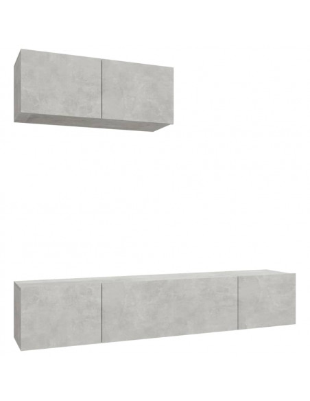 Set di Mobili Porta TV 3 pz Grigio Cemento in Legno Multistrato