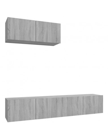 Set Mobili Porta TV 3 pz Grigio Sonoma in Legno Multistrato