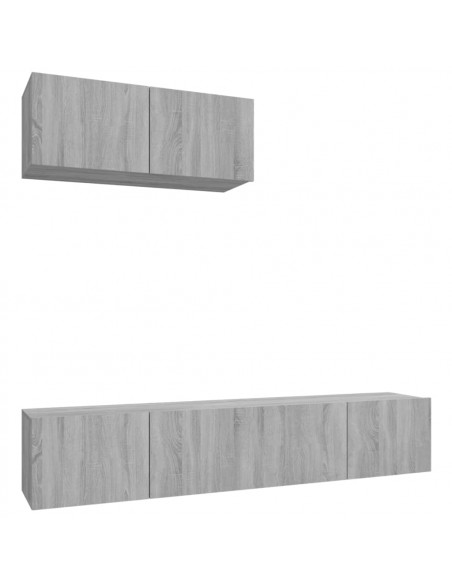 Set Mobili Porta TV 3 pz Grigio Sonoma in Legno Multistrato