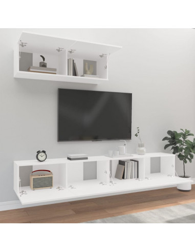 Set Mobili Porta TV 3 pz Bianco in Legno Multistrato