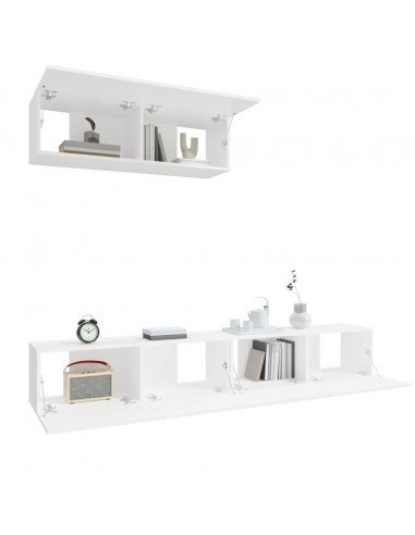 Set Mobili Porta TV 3 pz Bianco in Legno Multistrato