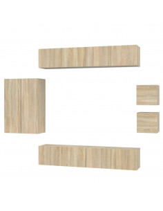 Set Mobili Porta TV 8pz Rovere Sonoma in Legno Multistrato 2