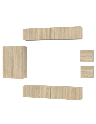 Set Mobili Porta TV 8pz Rovere Sonoma in Legno Multistrato