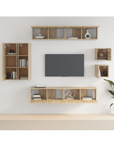 Set Mobili Porta TV 8pz Rovere Sonoma in Legno Multistrato