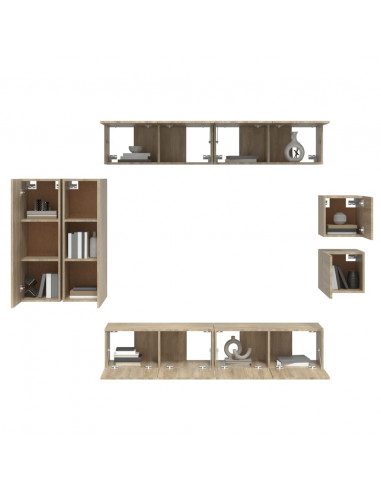 Set Mobili Porta TV 8pz Rovere Sonoma in Legno Multistrato