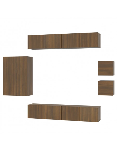 Set Mobili Porta TV 8pz Rovere Marrone in Legno Multistrato