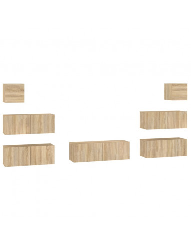 Set di Mobili Porta TV 7 pz Rovere Sonoma in Legno Multistrato