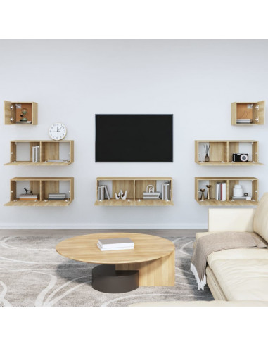 Set di Mobili Porta TV 7 pz Rovere Sonoma in Legno Multistrato