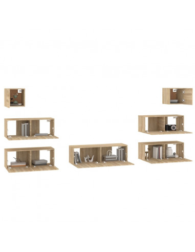 Set di Mobili Porta TV 7 pz Rovere Sonoma in Legno Multistrato