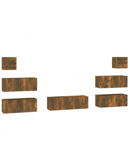 Set di Mobili Porta TV 7 pz Rovere Fumo in Legno Multistrato