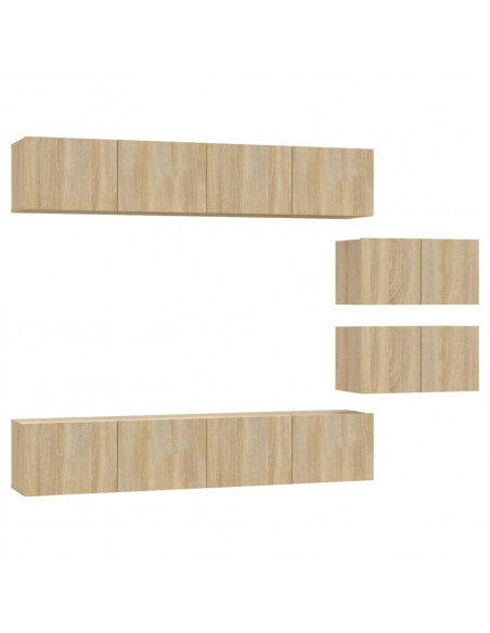 Set di Mobili Porta TV 6 pz Rovere Sonoma in Legno Multistrato