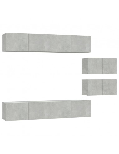 Set di Mobili Porta TV 6 pz Grigio Cemento in Legno Multistrato