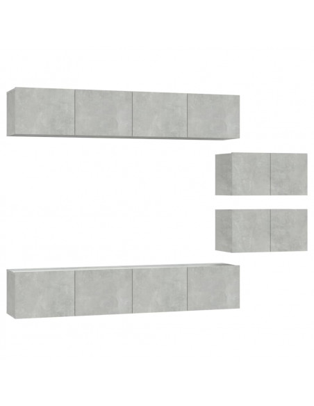 Set di Mobili Porta TV 6 pz Grigio Cemento in Legno Multistrato