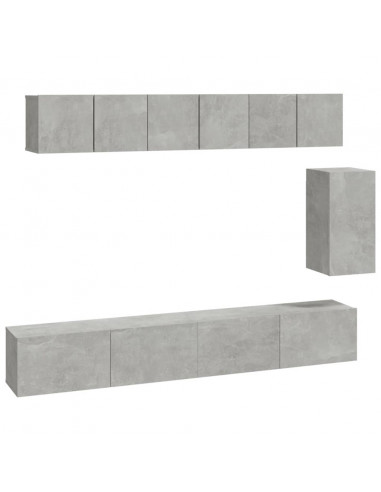 Set di Mobili Porta TV 6 pz Grigio Cemento in Legno Multistrato