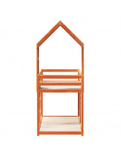 Letto a Castello con Tetto Marrone Cera 75x190 cm Massello Pino 2