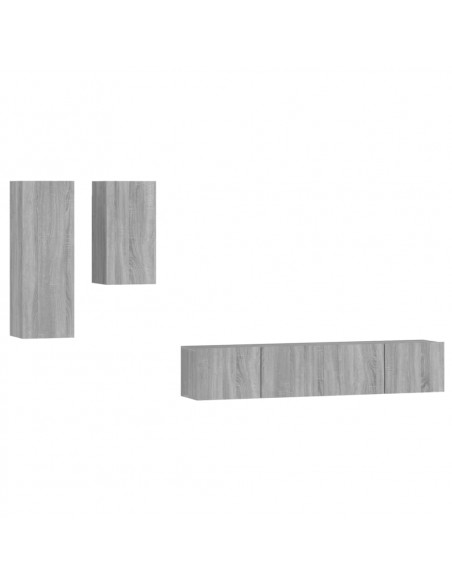 Set di Mobili Porta TV 4 pz Grigio Sonoma in Legno Multistrato