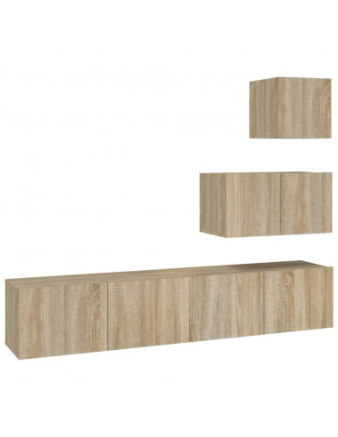 Set di Mobili Porta TV 4 pz Rovere Sonoma in Legno Multistrato