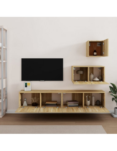 Set di Mobili Porta TV 4 pz Rovere Sonoma in Legno Multistrato