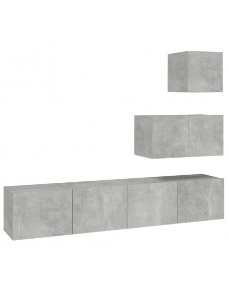 Set di Mobili Porta TV 4 pz Grigio Cemento in Legno Multistrato