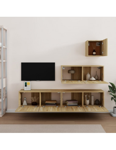 Set di Mobili Porta TV 4 pz Rovere Sonoma in Legno Multistrato