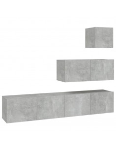 Set di Mobili Porta TV 4 pz Grigio Cemento in Legno Multistrato 2