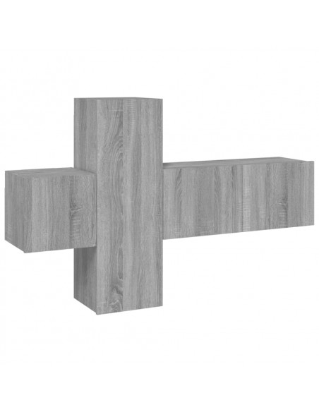 Set Mobili Porta TV 3 pz Grigio Sonoma in Legno Multistrato