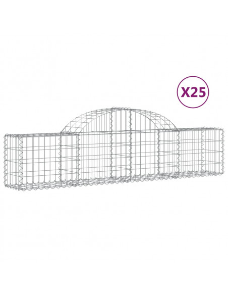 Cesti Gabbioni ad Arco 25 pz 200x30x40/60 cm Ferro Zincato