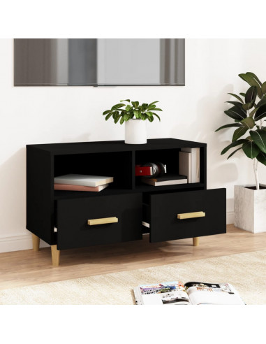 Mobile Porta TV Nero 80x36x50 cm in Legno Multistrato