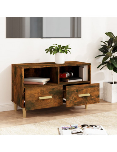 Mobile Porta TV Rovere Fumo 80x36x50 cm in Legno Multistrato